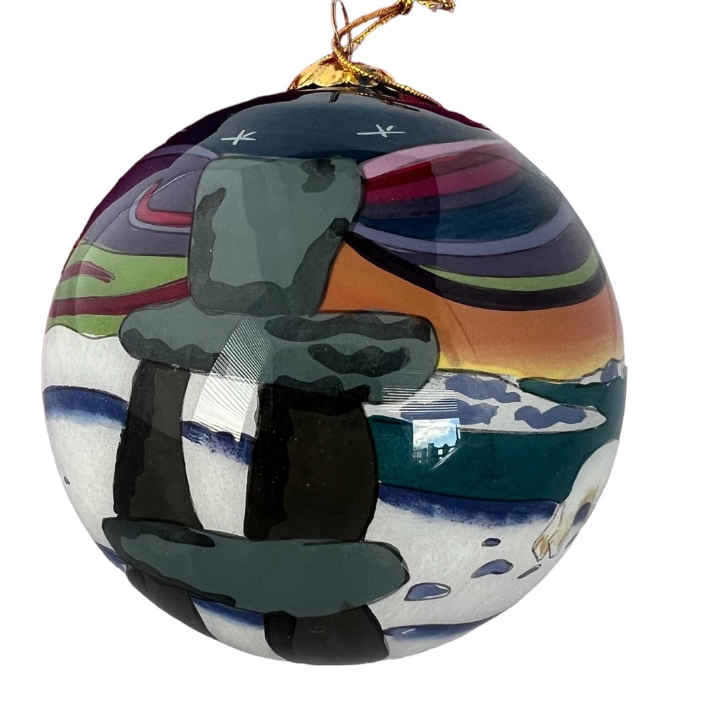 Polar Bear painted Christmas tree ornament